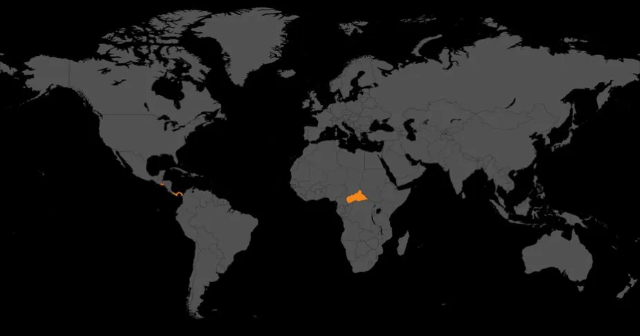 Map showing countries where Bitcoin is legal tender